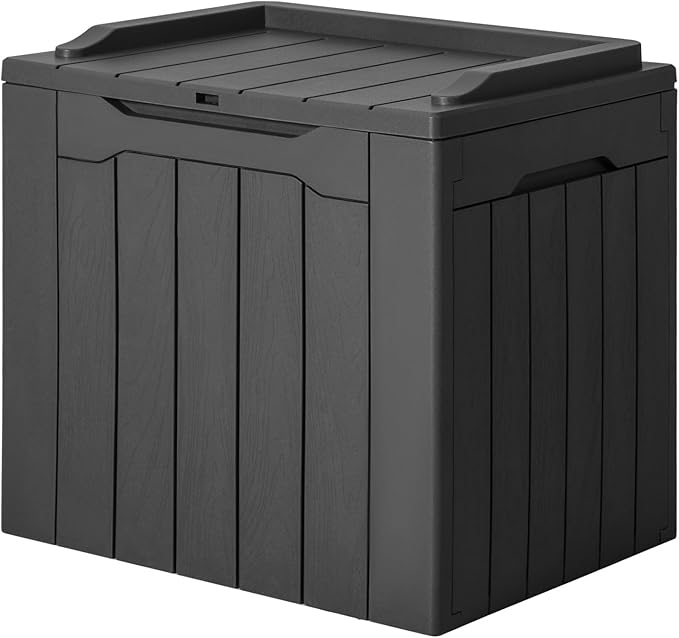 JUMMICO 31 Gallon Resin Deck Box Waterproof Indoor Outdoor Storage Boxes by JUMMICO