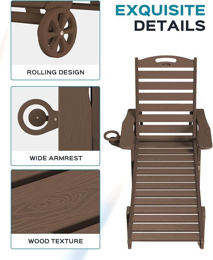 Ciokea Outdoor Chaise Lounge Chair Set of 2, Patio Lounge Chairs - Image 5