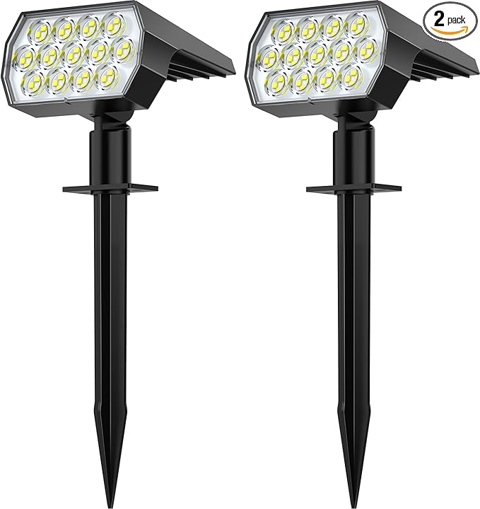 Solar Spot Lights Outdoor Waterproof IP65, 2-in-1 Solar Landscaping Spotlights by FratinkSolarLights
