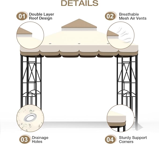 10x10 Canopy Replacement Top Double Tiered Gazebo Cover - Image 3