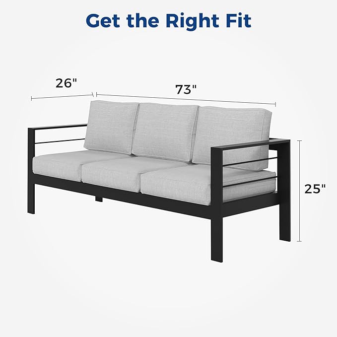Wisteria Lane Patio Furniture Aluminum Sofa, All-Weather Outdoor 3 Seats Couch - Image 2