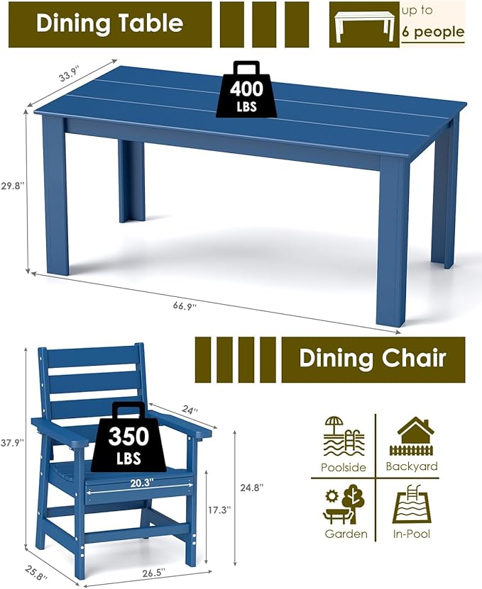 GREENVINES 7-Piece Outdoor Dining Set | HDPE | Patio Table and Chairs Sets - Image 2