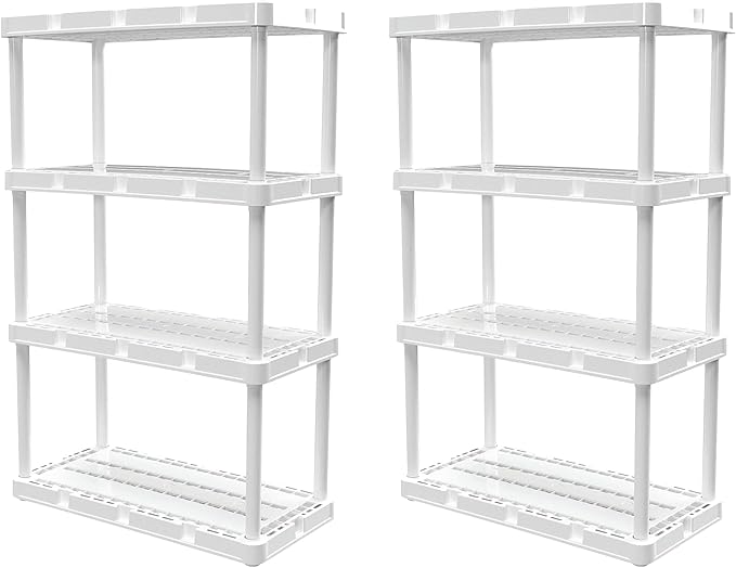 Gracious Living 2 Pack Light Duty Storage Shelves, Knect-A-Shelf 4-Shelf by GraciousLiving