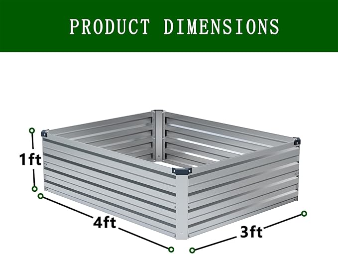 4×3×1FT Galvanized Raised Garden Bed Kit, Metal Planter Boxes, Large Raised - Image 2