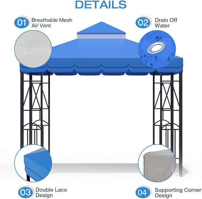 10x10 Canopy Replacement Top Double Tiered Gazebo Cover - Image 4