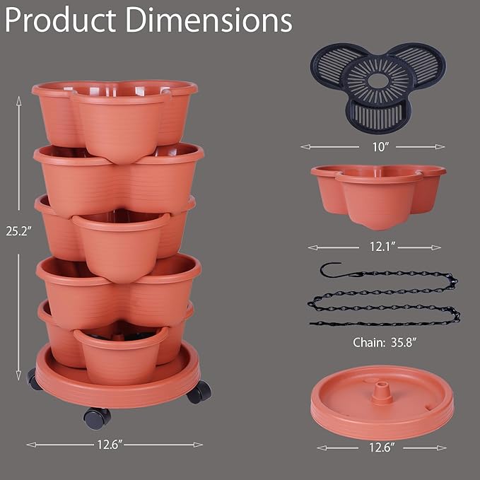 5-Tier Vertical Garden Tower Stackable Planter - Image 3