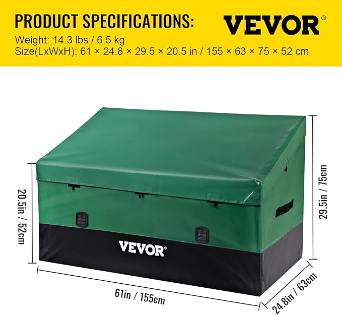 VEVOR Outdoor Storage Box, 150 Gallon Waterproof PE Tarpaulin Deck Box - Image 7