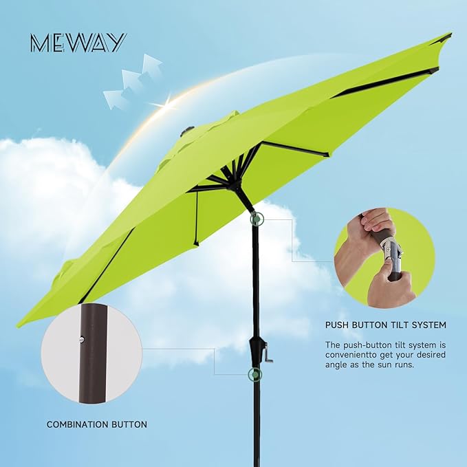 MEWAY 10ft Patio Umbrella Outdoor Table Umbrellas - Image 5