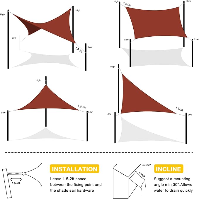 Artpuch Waterproof Sun Shade Sail, UV Resistant Rain Canopy, Curved Edges Shade - Image 6
