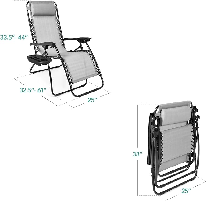 Best Choice Products Set of 2 Adjustable Steel Mesh Zero Gravity Lounge Chair - Image 3