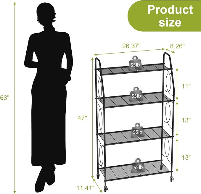4 Tier Plant Stand with Wheels, Plant Shelf - Image 5