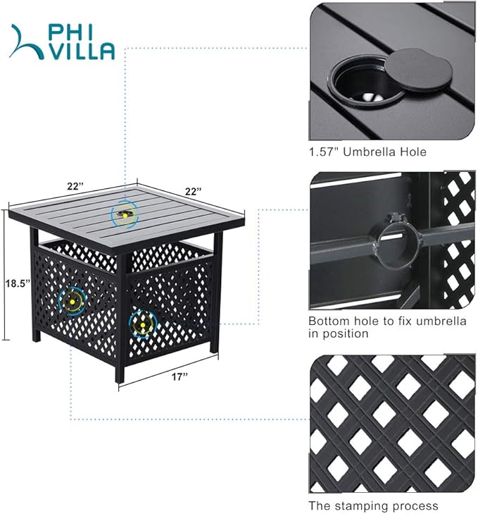 PHI VILLA Outdoor Patio Umbrella Side Table Base Stand - Image 3