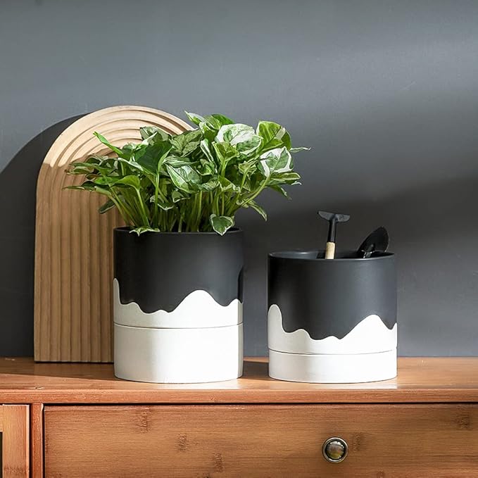 Nihow Self Watering Plant Pot: 6 Inch Ceramic Planter - Image 6