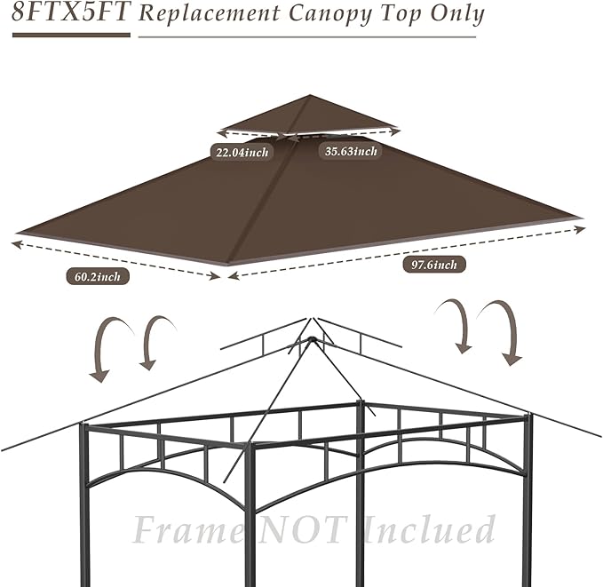 Grill Gazebo Replacement Top, 5 * 8 Outdoor BBQ Top Cover, Double Layer BBQ - Image 3