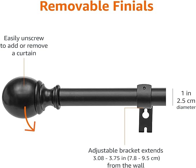 Amazon Basics Sturdy Adjustable Curtain Rod - Image 3