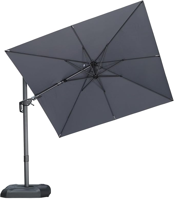 PURPLE LEAF 8' X 8' Left-right Tilting Patio Umbrella Outdoor Cantilever Swivel by PURPLELEAF