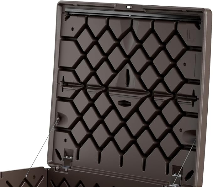 Rubbermaid Medium Resin Outdoor Storage Deck Box Weather Resistant Brown Deck - Image 3