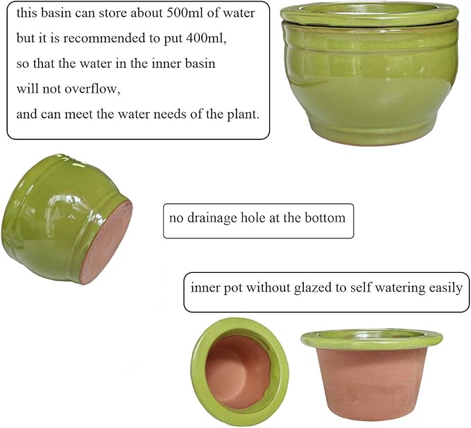 African Violet Pots Self Watering Round Ceramic Violet Pot - Image 5