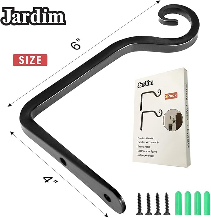 Jardim 2 Pack 6 Inch Premium Decorative Metal Iron Wall Hook, Indoor Outdoor - Image 2