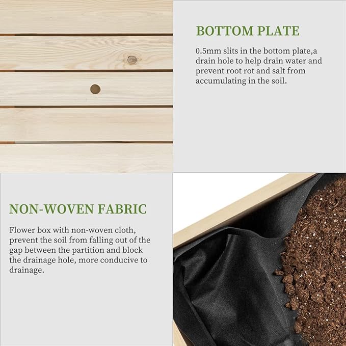 BIRASIL Outdoor Wood Raised Garden Bed, Elevated Reinforced Large Planter Box - Image 4