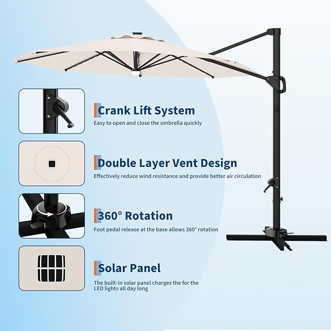 Garvee 10 ft Cantilever Patio Umbrella - Image 2