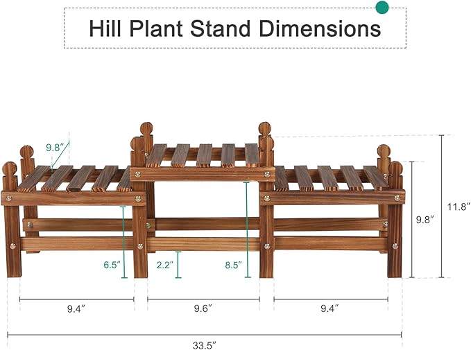 3 Tier Plant Stand Indoor, Wooden Low Plant Bench - Image 3