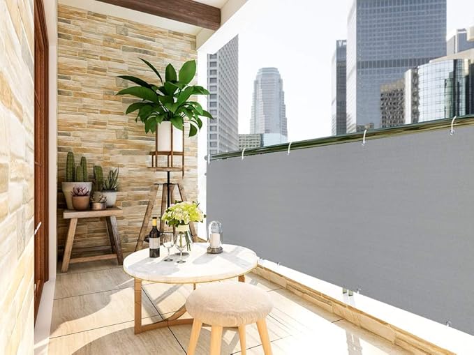 LOVE STORY 3'x10' Gray Balcony Screen Privacy Fence Cover UV Protection - Image 2