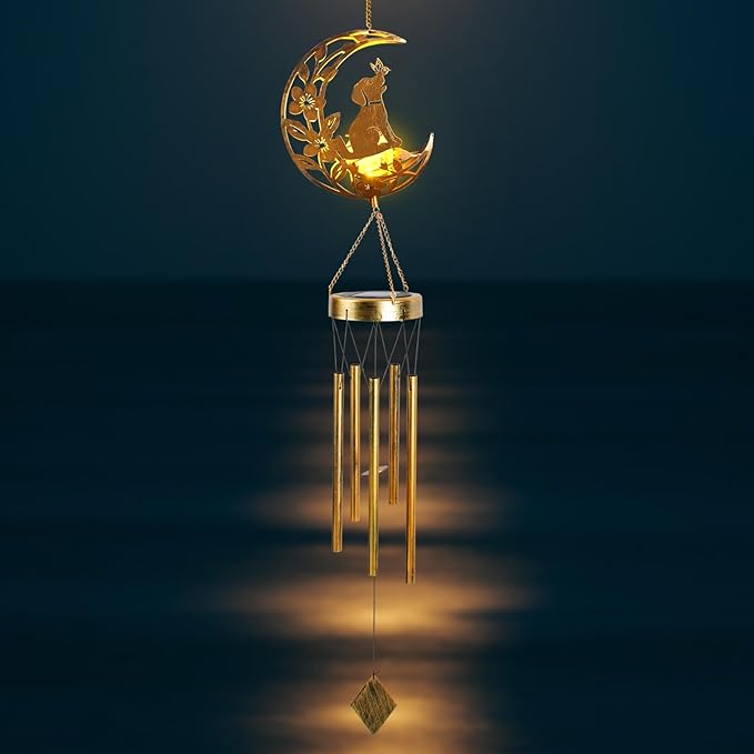 Moon Dog Wind Chime Outdoor, Handcrafted Metal Garden Wind Chimes - Image 5