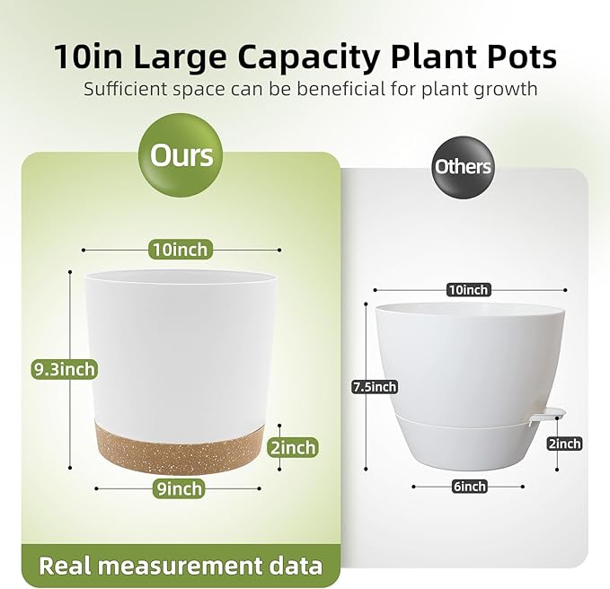 QCQHDU 10 inch Plant Pot, 2 Pack Planters - Image 2