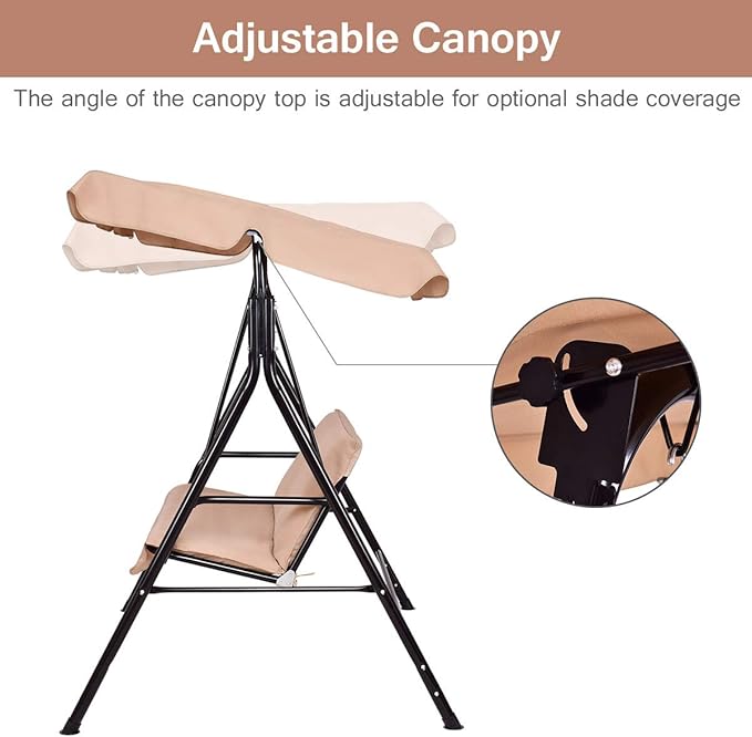 Tangkula 2 Person Porch Swing, Outdoor Swing - Image 8