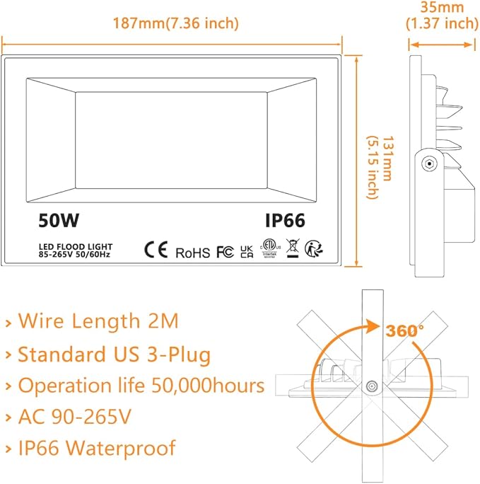 MELPO Led Flood Light 500W Equivalent, RGBW Led Outdoor Lights Colored - Image 6