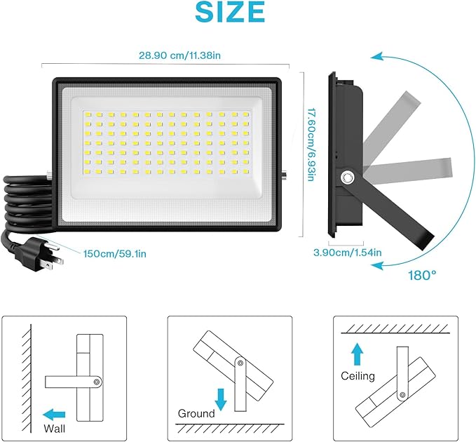 Olafus 2 Pack 130W LED Flood Light Outdoor, 13000lm LED Work Light - Image 9