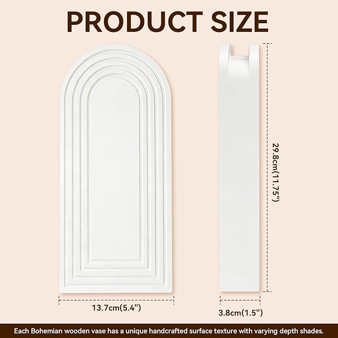 2 Pack Wooden Wall Vase Set, Boho Hanging Planter - Image 7