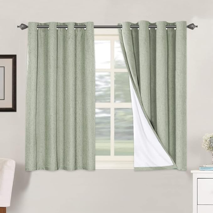H.VERSAILTEX Linen Blackout Curtains 45 Inches Long 100% Absolutely Blackout by HVERSAILTEX