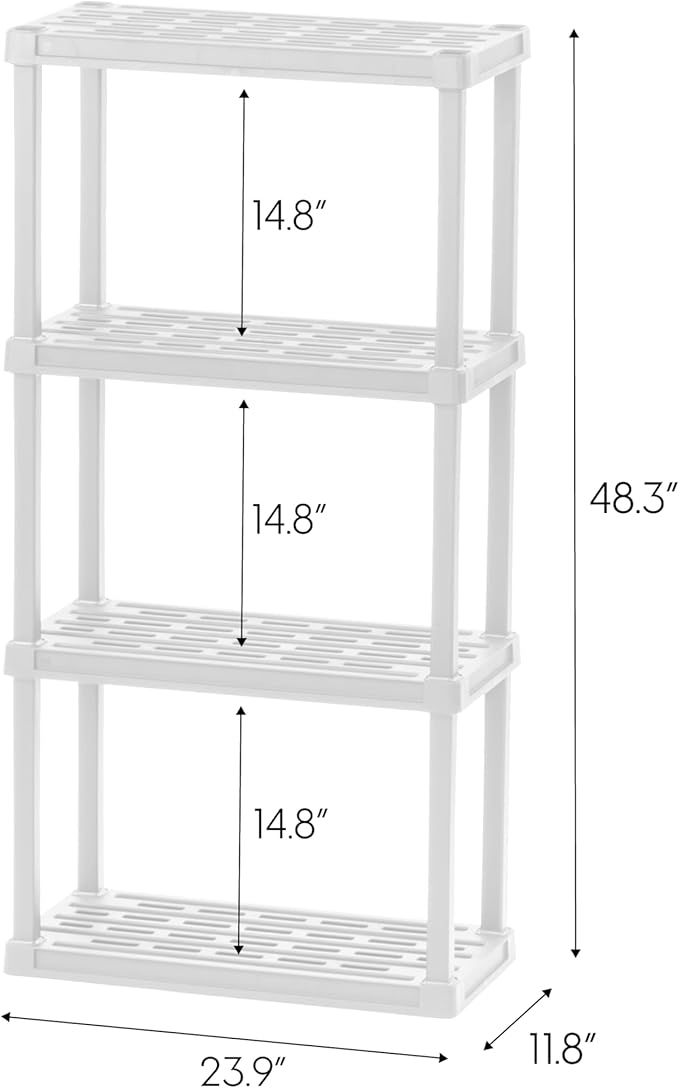 IRIS USA 4-Shelf Light Duty Plastic Storage Shelves, 200lb Capacity, Medium - Image 3