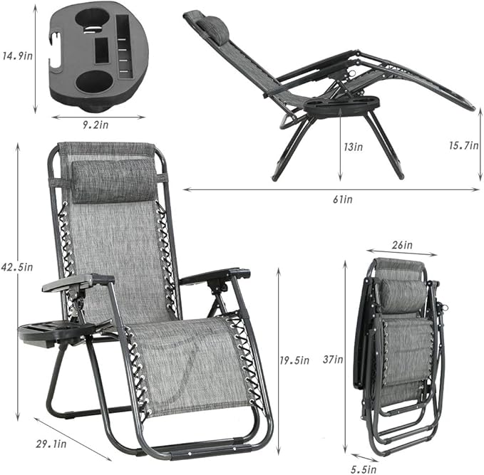 FDW Set of 2 Lawn Outdoor Deck Camping Folding Patio Beach Anti Recliner Pool - Image 8