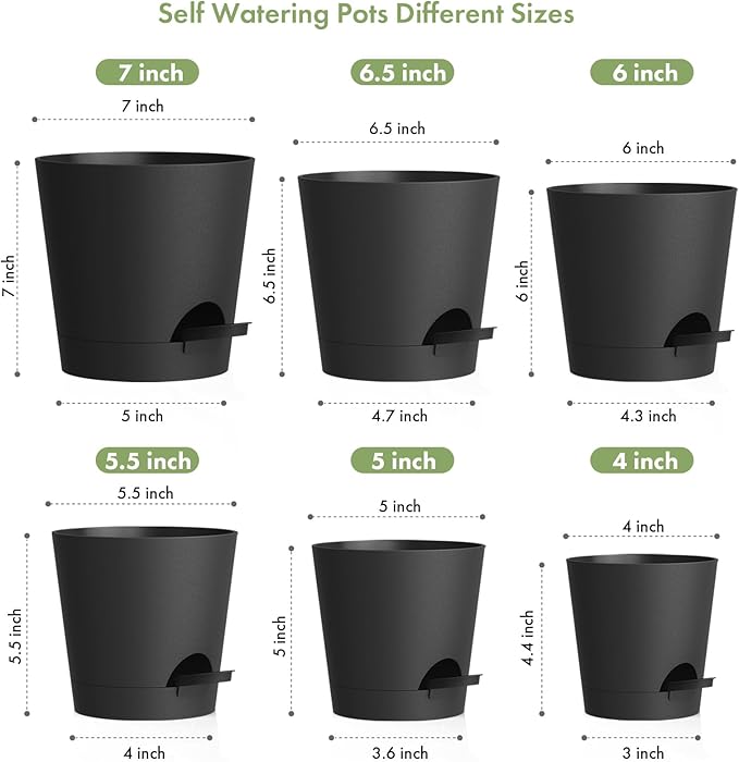 7/6.5/6/5.5/5/4 inch Self Watering Pots - Image 2