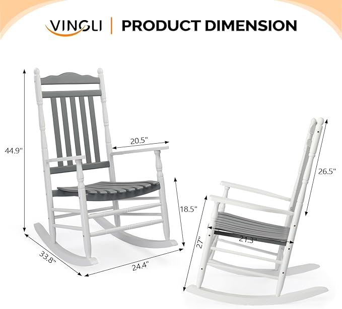 VINGLI Wooden Rocking Chair, Outdoor Chair - Image 3