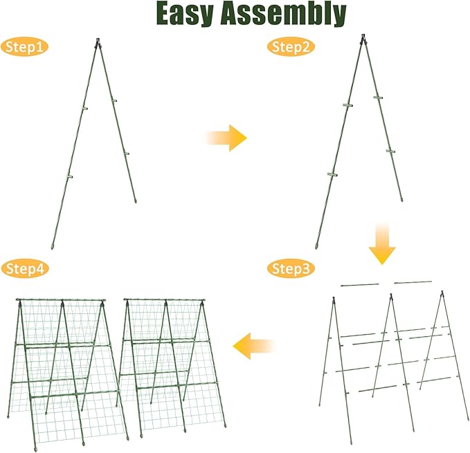 Miory Cucumber Trellis for Raised Beds, 2 Pack 32x48" A-Frame Garden Trellis - Image 8