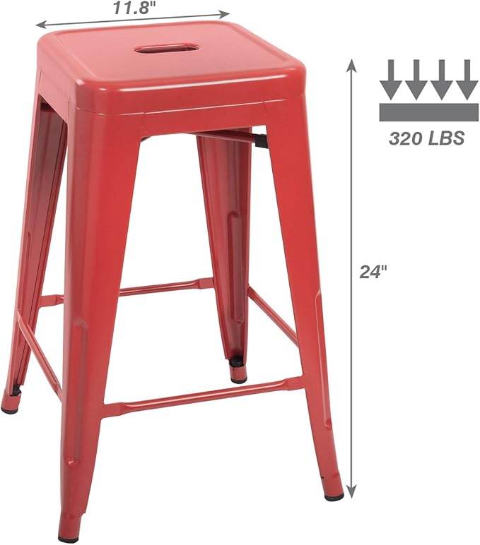 Devoko Metal Bar Stools 24" Indoor Outdoor Stackable Barstools Modern Style - Image 8