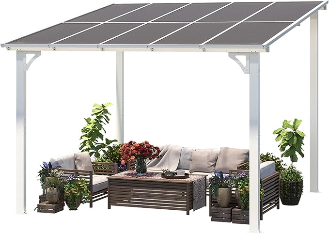 AECOJOY 10' x 10' Pergola Gazebo in White, Small Wall Mounted Pergolas and - Image 9