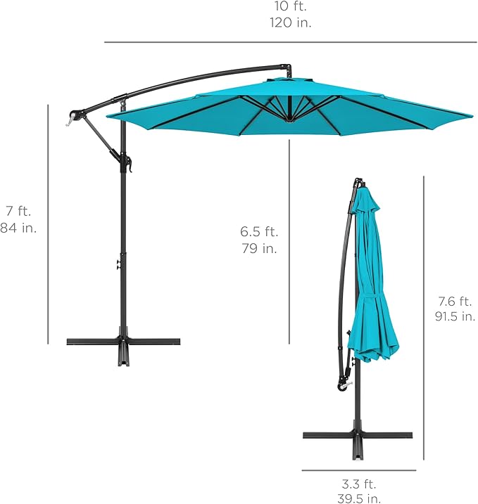 Best Choice Products 10ft Offset Cantilever Hanging Market Patio Umbrella - Image 7