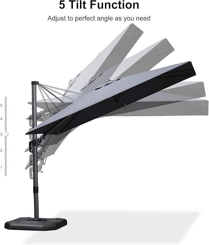 PURPLE LEAF 6.5' X 10' Left-right Tilt Patio Umbrella Outdoor Cantilever Swivel - Image 9