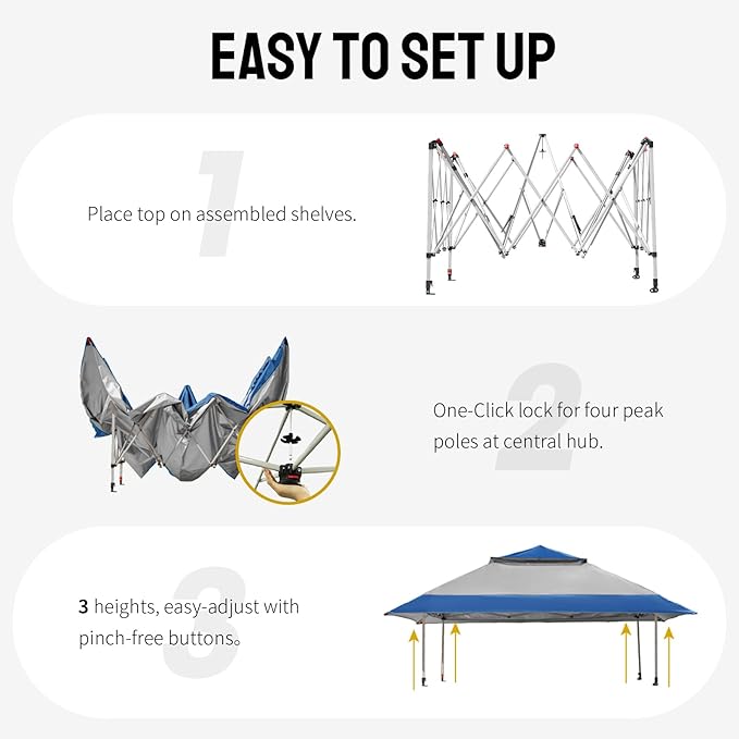 CROWN SHADES 13x13 Pop Up Gazebo, Canopy Tent, Gazebos on Clearance - Image 4