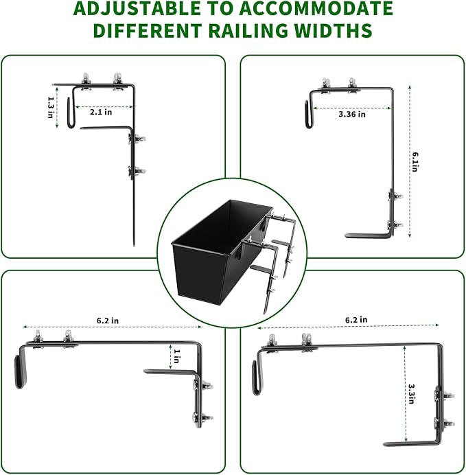 Railing Planter for Outdoor Plants 16 Inch Metal Rectangular Window Boxes - Image 6