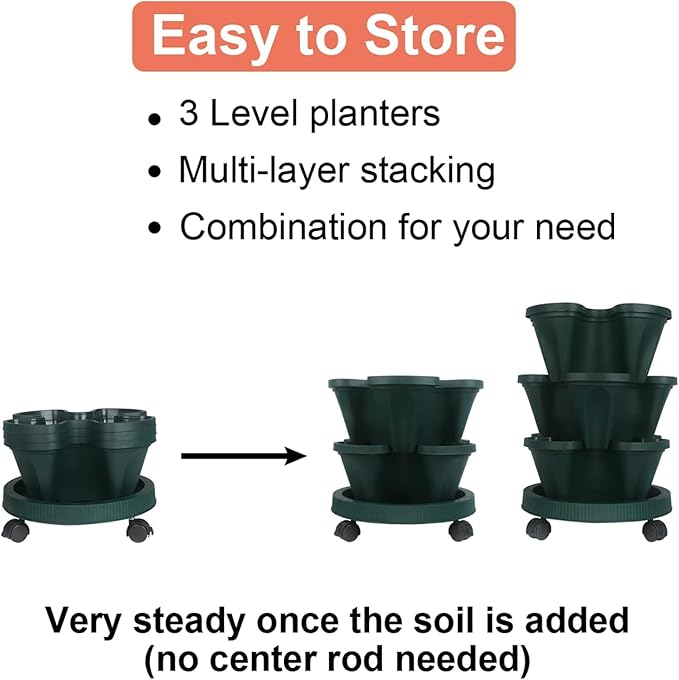Vertical Planter 3 Tier Stackable Planters Garden Planters Strawberry Herb - Image 7
