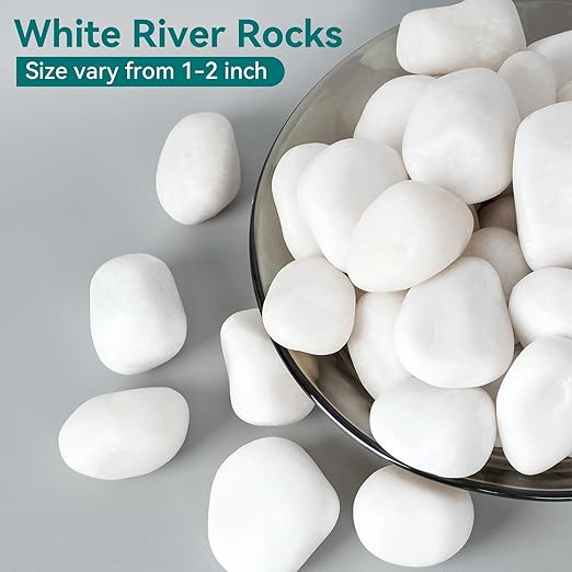 30 lbs White Rocks for Landscaping, 1-2 inch Decorative Rocks for Plants Indoor - Image 2
