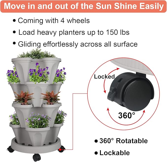 Vertical Planter 4 Tier Stackable Planters Garden Planters Strawberry Herb - Image 6