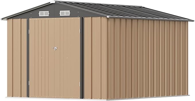 Greesum 8x10FT Outdoor Storage Shed, Metal Storaged Sheds by BuynowfromGreesum