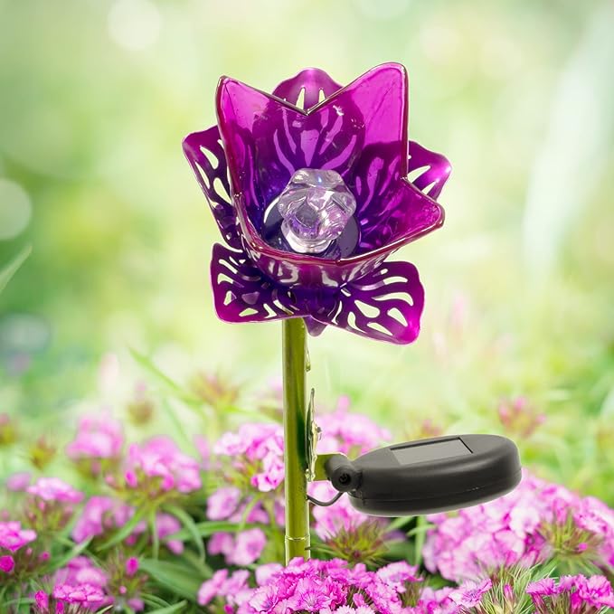 Crosslight Glass Flower Solar LED Waterproof Outdoor Garden Stake - Image 5